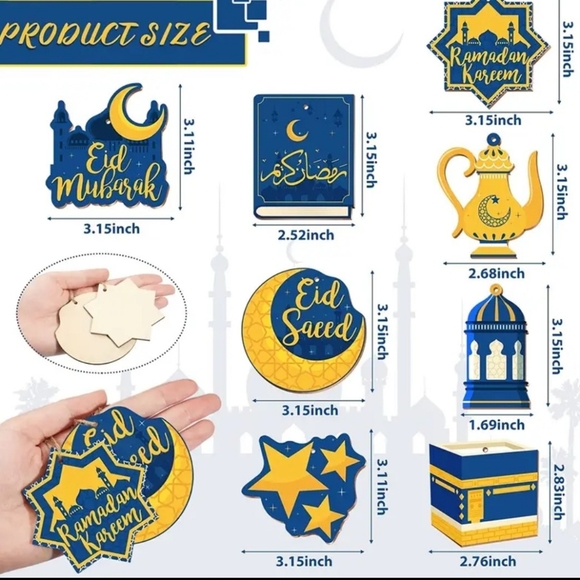 10 peice Eid Mubarak and Ramadan Kareem hanging ornaments/ Eid and Ramadan party - Picture 9 of 9